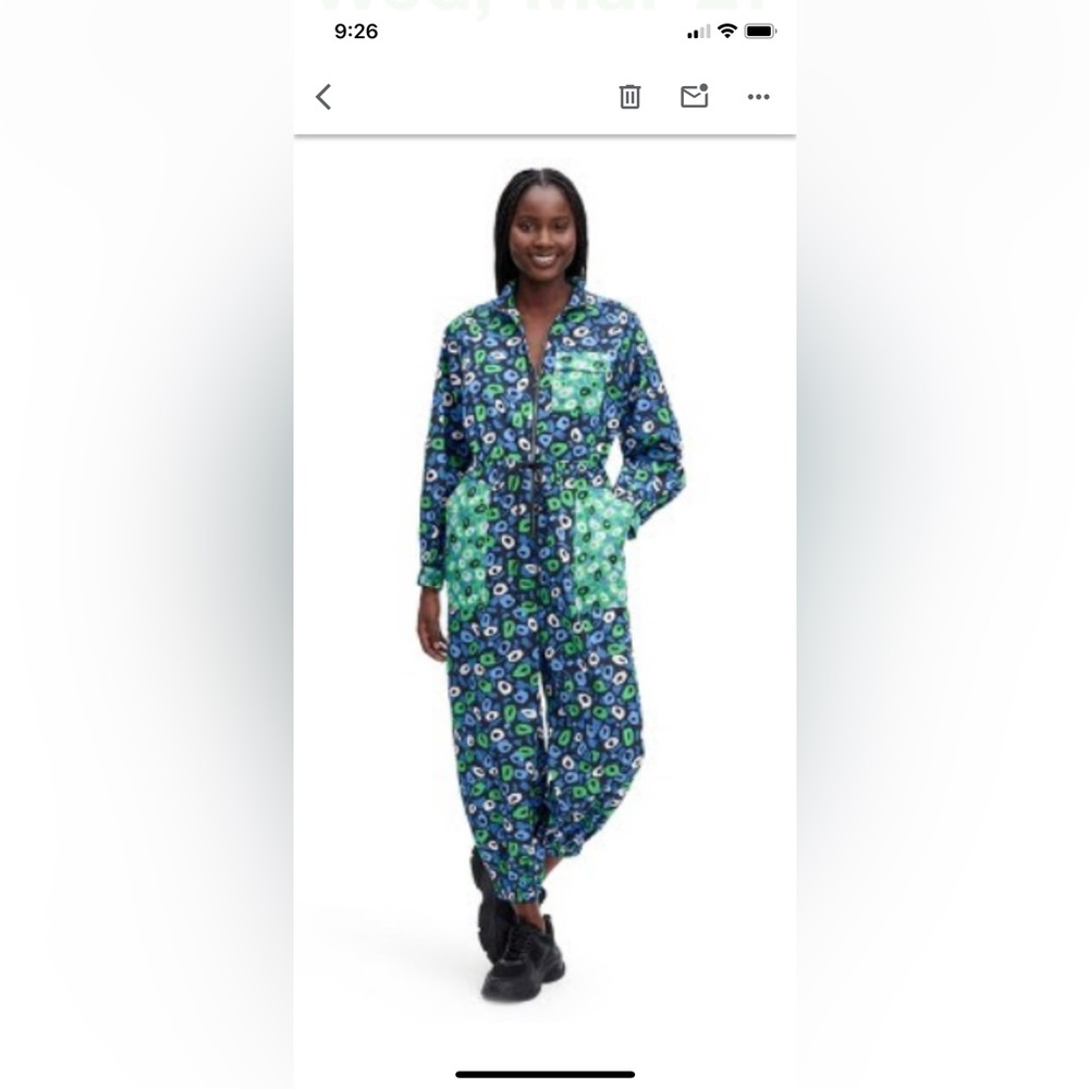 DVF x target. XS jazz dot sports green jumpsuit.